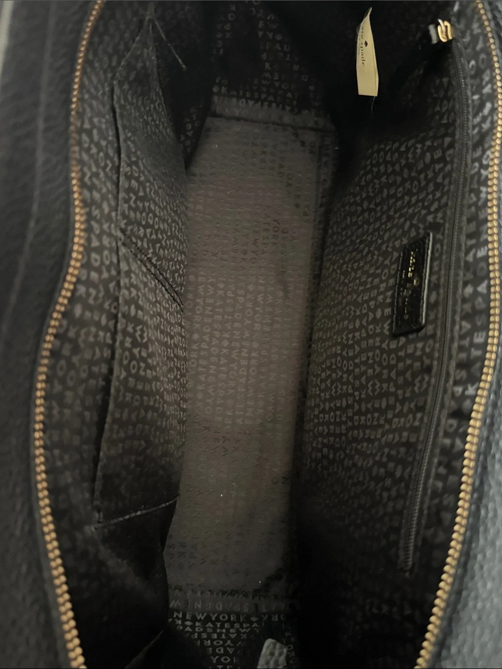 kate spade Black Pebbled Leather Tote with Front Zip Tassel